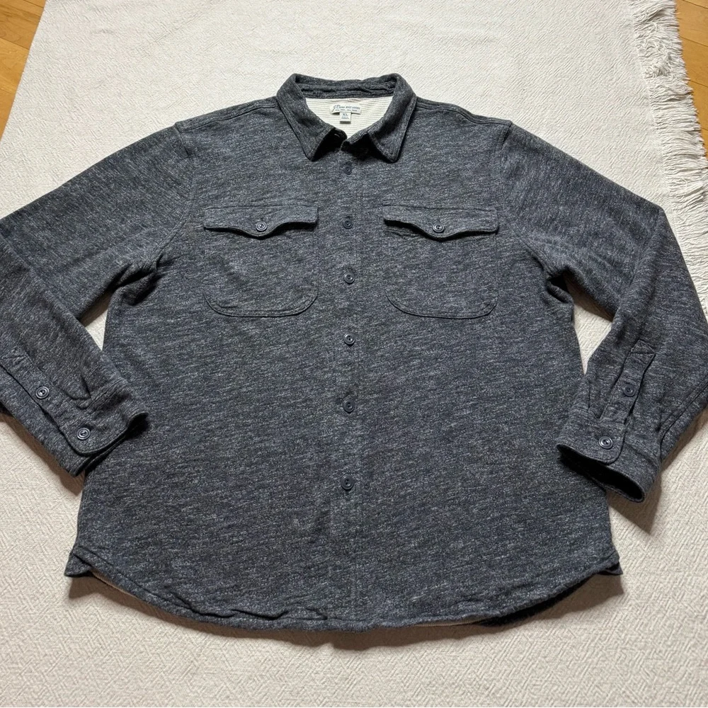 JCREW Men’s Grey Waffle Lined Harbor Button Up Shirt Shacket XL - Picture 2 of 9